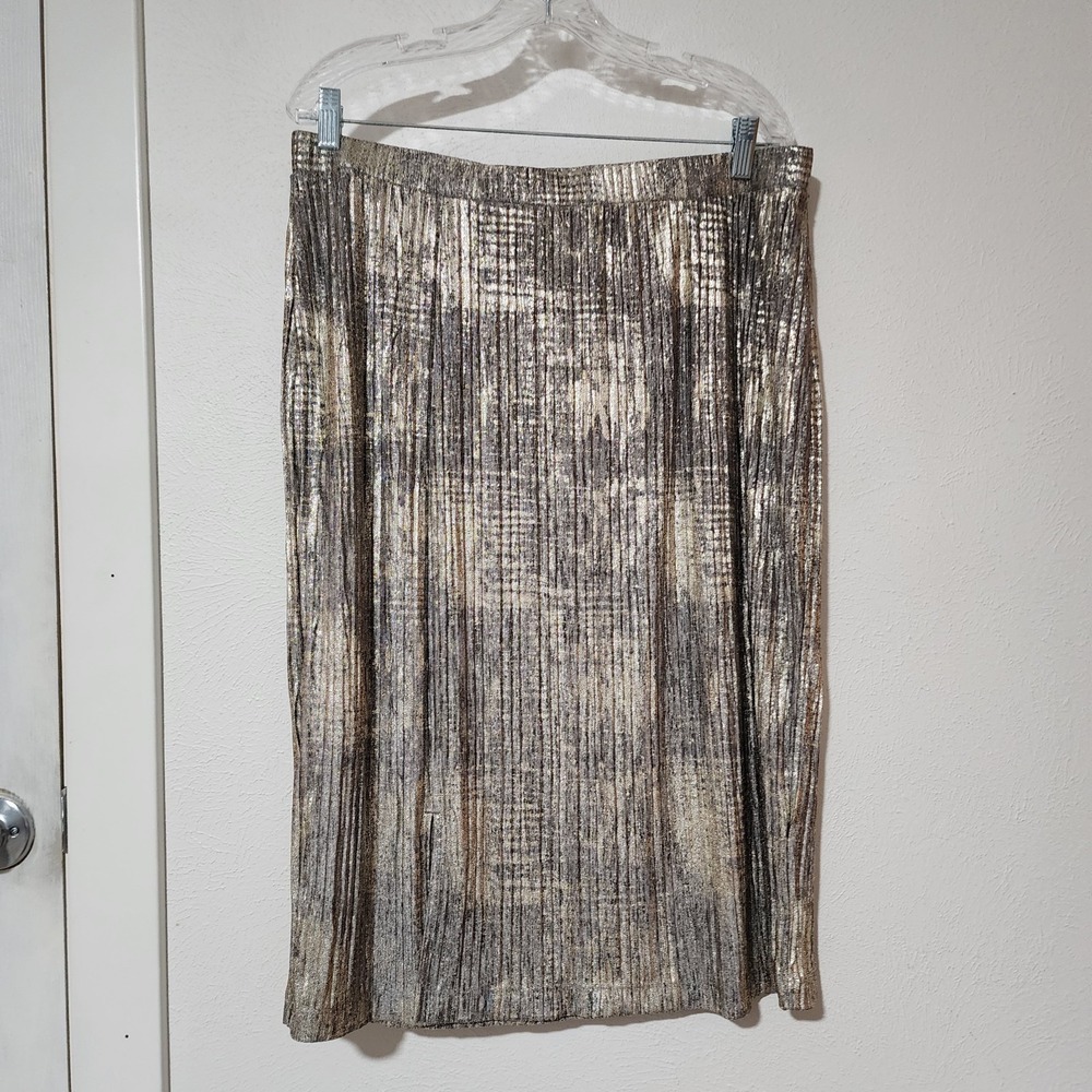 Jennifer Lopez Skirt Women's X Large Gold‎ Gray Metallic Abstract Sparkly